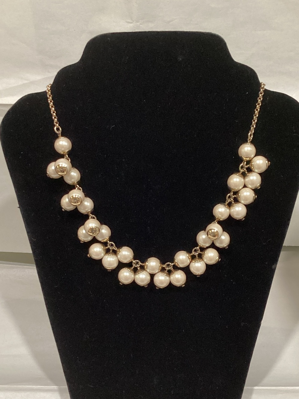 J. Crew Cream Pearl Cluster Necklace with Gold Chain